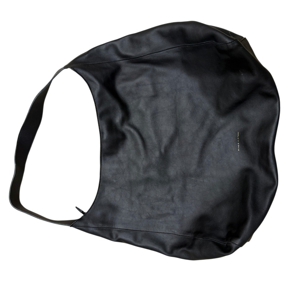 Minor History Overtime Tote Black Full Grain Leather Large Hobo Shoulder Bag - Picture 6 of 7